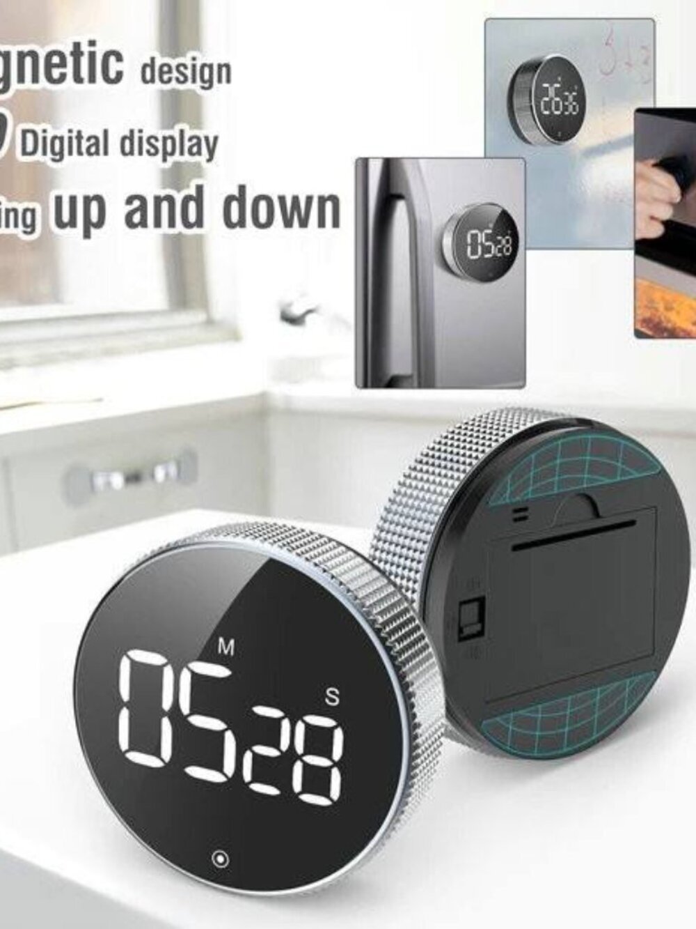 Magnetic Digital Kitchen Timer | Cooking, Study, Shower Countdown Clock - Picture 3 of 8